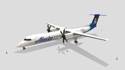 DeHavilland Dash 8 DH8D Q 400 Low Poly Alaska airliner, scenery, development, airport, canada, dash, aircraft, commercial, alaska, static, airlines, xplane, dehavilland, regional, q400, lowpoly, msfs, turbopropo
