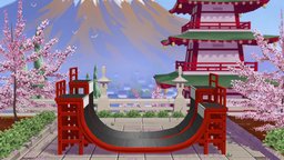 Japan Background background, game, 3d, lowpoly, mobile, stylized, environment