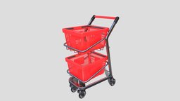 Shopping cart v12 trolley, basket, cart, shopping, store, market, noai