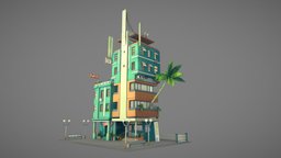 Hotel Wonderview hotel, apartment, travel, gamedev, sunset, place, modeling, architecture, 3d-coat, game, photoshop, blender, house, stylized, building, environment