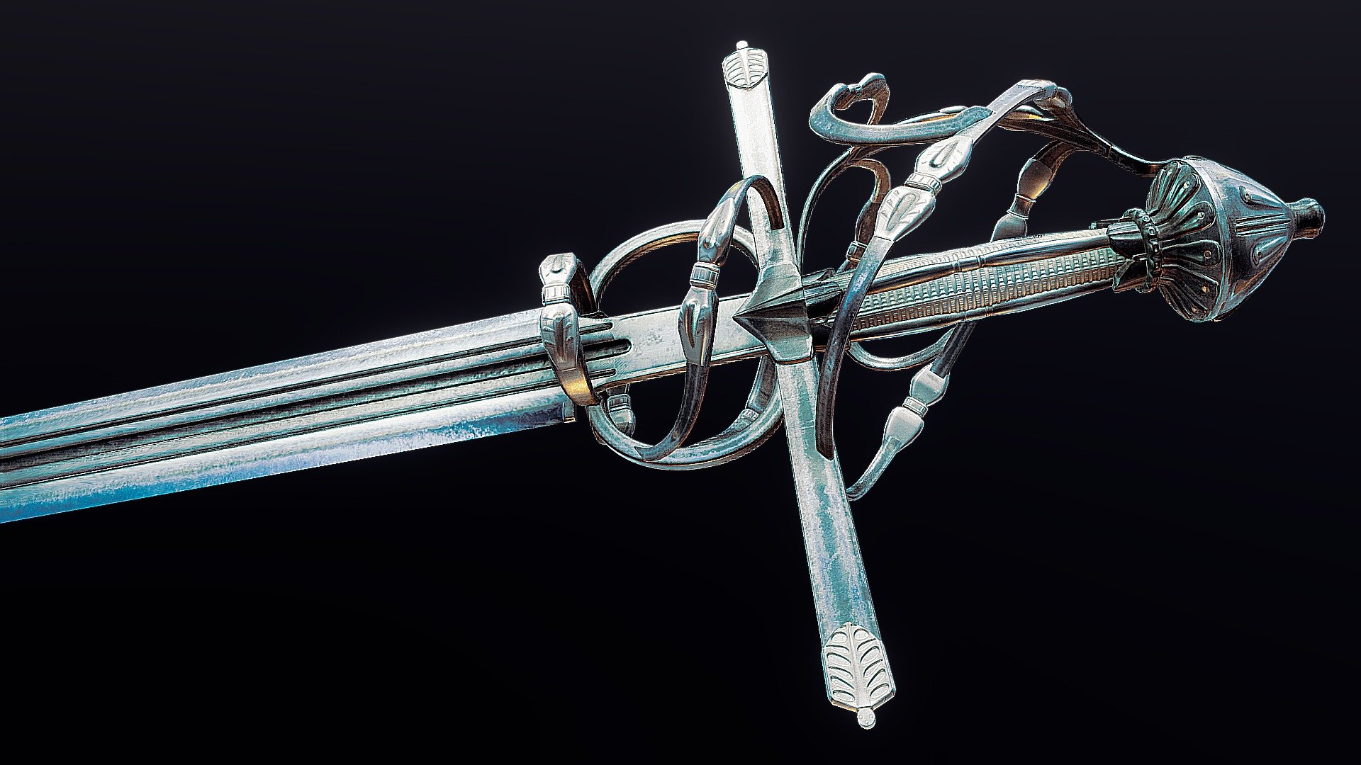 Renaissance Venetian sword - Floral Hilt Sword Lowpoly Game Model - Buy Royalty Free 3D model by the Georgeous (@thegeorgeous) 3d model