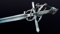 Floral Hilt Sword Lowpoly Game Model castle, warrior, soldier, medieval, venice, italy, melee, antique, rapier, renaissance, italian, saber, combat, museum, realistic, battle, europe, game-ready, fairytale, middle-age, venetian, mercenary, renaissance-weapons, coldweapon, realistic-gameasset, mercenaries, fantasyweapon, bladed-weapon, pbr-texturing, weapon, knife, game, pbr, lowpoly, gameart, gameasset, sword, fantasy, war, "blade", "gameready"