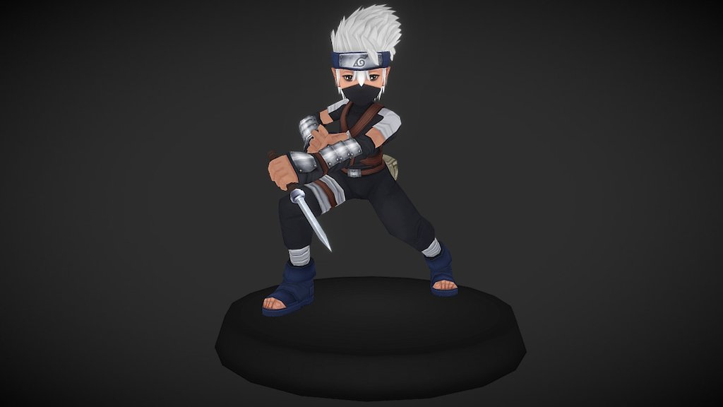 Another old lowpoly 3D artwork. Revised and tweaked the mesh a bit and did a major revision on the textures. Modeled in Autodesk 3DSmax and textured in Adobe Photoshop - Naruto: Hatake Kakashi - 3D model by Wyl Geartooth (@wylgeartooth) 3d model