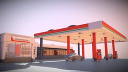 Gas Station Type-2 (WIP-4) gas, petrol, fuel, blender-3d, carwash, ilmenau, tanke, vis-all-3d, 3dhaupt, software-service-john-gmbh, low-poly, car