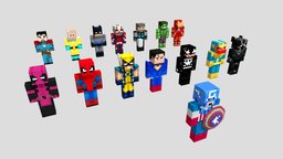 Superhero Minecraft Character superhero, spiderman, hulk, avengers, iron, superman, panther, captainamerica, character, minecraft