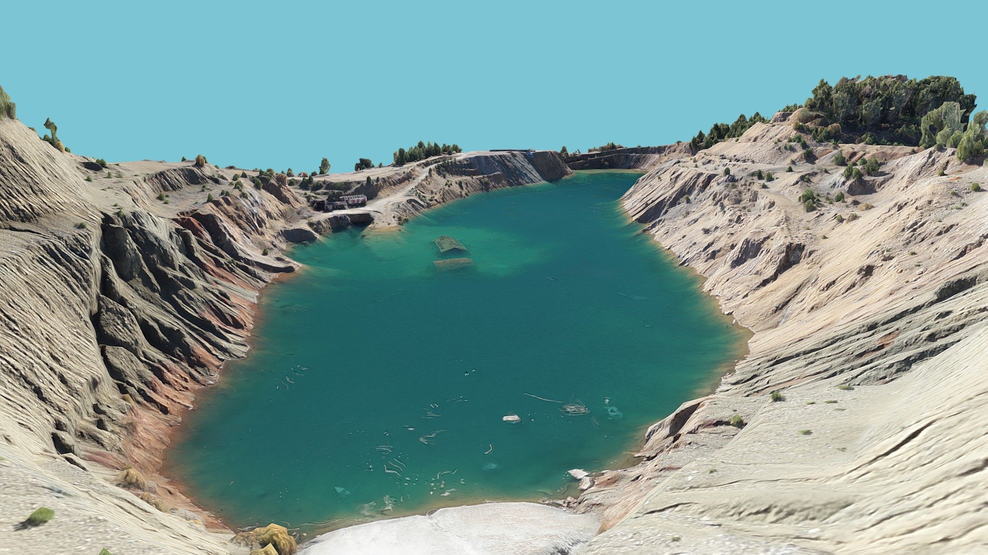 3d model with photogrammetry.

5 x 8192 texture.

irrigation pond land.
 - Irrigation Pond 3d model
