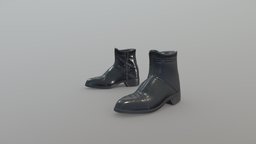 Female Shiny Black Thick Heel Ankle Boots