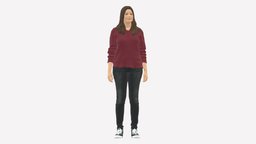 Woman In Burgundy Sweater 0759 style, people, clothes, miniatures, realistic, woman, sweater, burgundy, character, 3dprint, model, male