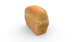 Loaf of Fresh Bread oven, bread, kitchen, yellow, wheat, crust, photogrammetry, model-199