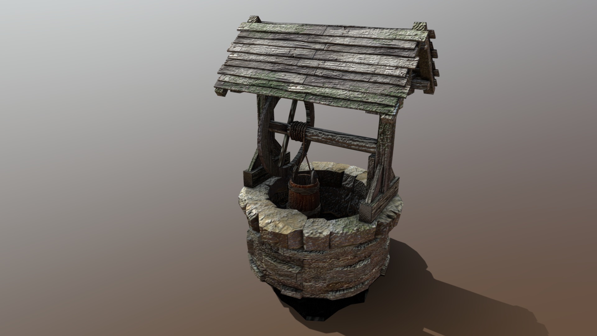 This is your typical aged well, with a hanging bucket 3d model