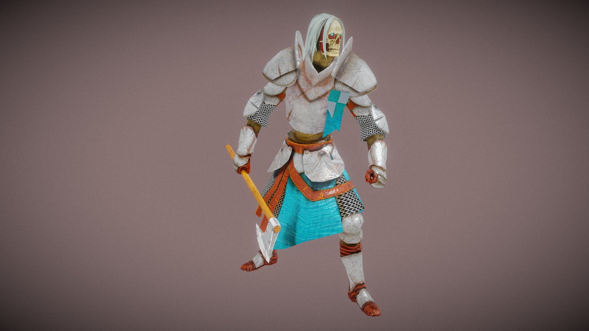 Lowpoly model of Skeleton soldier, an undead warrior, animated by dark magic or cursed existence. This character would work well as an NPC, a rank-and-file enemy, or a boss for a fantasy game. All of my characters, including this one, are of different proportions than the standard Epic Skeleton. The visualization of this character was done in Blender, Substance Painter. The rendering result in other versions with different settings may vary. Highly detailed heavy knight character - skeleton soldier - Buy Royalty Free 3D model by Luna Studio (@StudioLuna) 3d model