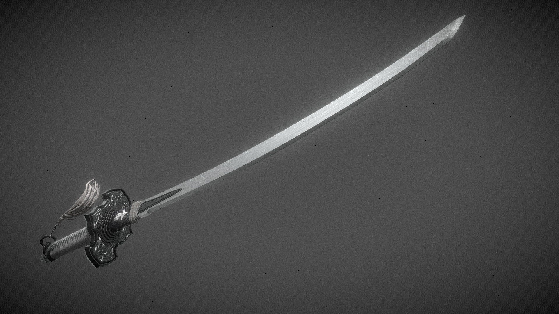 Sculpt in zbrush. Retopo in maya. Texture in substance - Virtuous Contract Katana 2B Sword - 3D model by Flinky 3d model