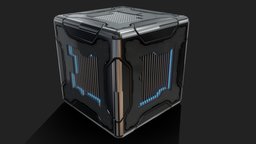 Scifi Cube 7 cube, platform, panels, box, sci-fi