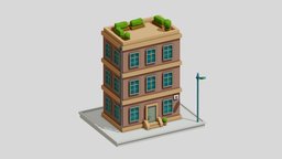 Modern building 05 outdoor, low-poly, lowpoly, house, building, simple