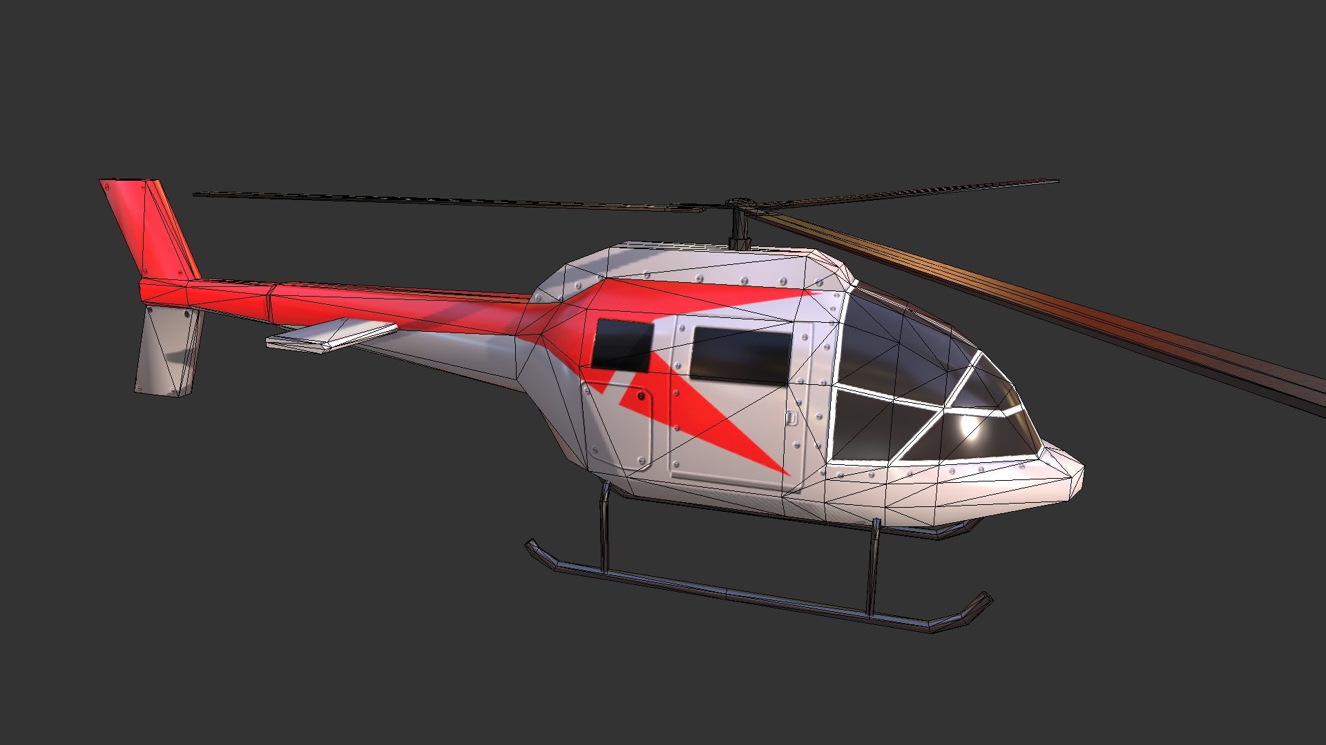 Low poly Helicopter good for adding to a skyline or for a flying game 3d model