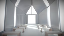 VR Wedding Venue modern, white, windows, doors, wedding, clean, vr, seats, sleek, futurisitc, glass, lowpoly, interior