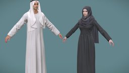[Game Assets] Saudi Arabia clothing style A pose islamic, people, arabic, dress, arabian, arab, woman, businessman, men, iran, uae, saudi, headscarf, iraqi, character, man, female, male, , person