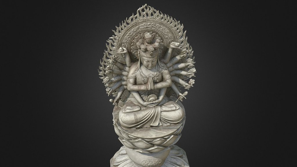 More renders: https://www.artstation.com/artwork/ZXLEX

One prominent Buddhist story tells of Avalokiteśvara vowing never to rest until he had freed all sentient beings from saṃsāra. Despite strenuous effort, he realizes that still many unhappy beings were yet to be saved. After struggling to comprehend the needs of so many, his head splits into eleven pieces. Amitābha, seeing his plight, gives him eleven heads with which to hear the cries of the suffering. Upon hearing these cries and comprehending them, Avalokiteśvara attempts to reach out to all those who needed aid, but found that his two arms shattered into pieces. Once more, Amitābha comes to his aid and invests him with a thousand arms with which to aid the suffering multitudes.

For more updates and works follow me on:
 Artstation
| Facebook
| YouTube - Avalokitesvara (Thousand-armed Goddess) 千手観音 - 3D model by Vlad (@ssh4) 3d model