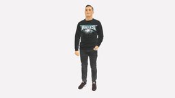 Man In Black Jersey Eagles 0553 style, people, fashion, clothes, miniatures, realistic, jersey, success, character, model, man, black