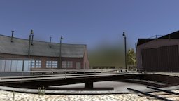 Turntable Train Animation train, buildings, station, nature, turntable, animation, environment