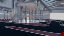 3D Go Cart Arena cart, stage, booth, arena, large, hanger, architecture, glass, structure, building, interior, steel, go-warehouse