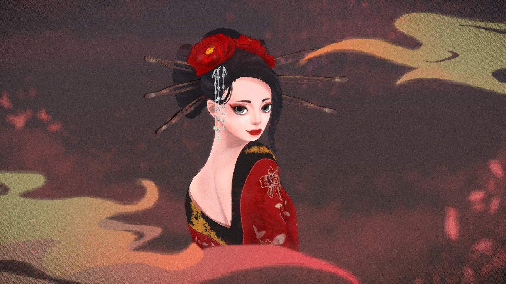 This bust is made for Yekatrina Bourkina’s 3D Bust Challenge:3!
She is inspired by Geisha(芸者), Japanese women who entertain through performing the traditional art and dance etc. 
Was fun working on this project! Learnt a bit more about handpainted texturing and also the Yoshiwara culture 3d model