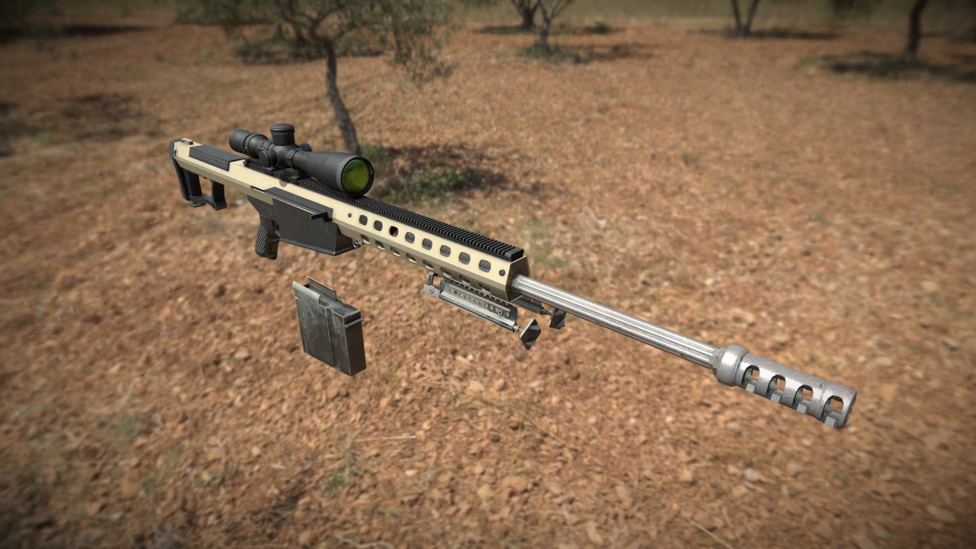 A Sniper rifle model I made for Special Operations Forces Studios and H-Hour World's Elite . In game Textures not shown - M107A1 - 3D model by Scott Thompson (@SelflessWon) 3d model