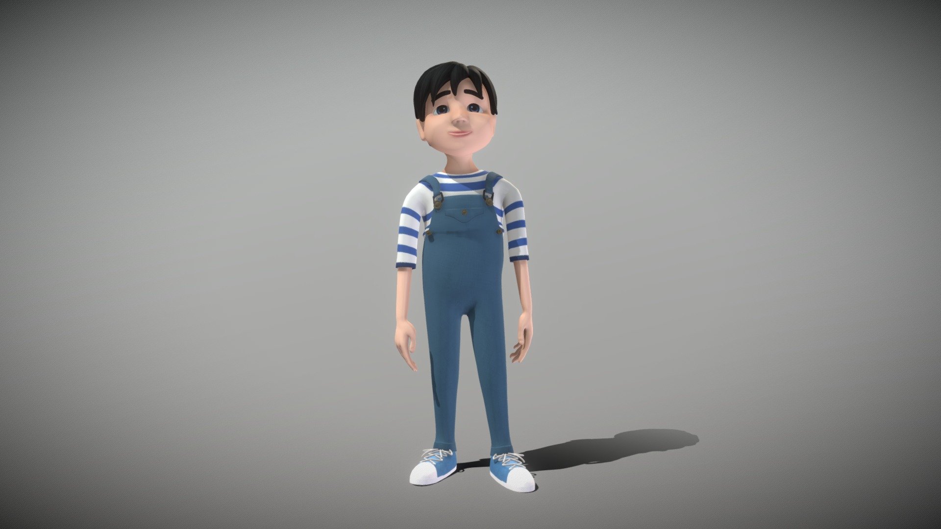 This is a cute cartoon boy model. It contains 13 animations such as walking, running, jumping, idle, etc.

3 materials with 2048 * 2048 textures.

Triangles: 93798  Vertices: 47408

(Viewer Setting above are just a preview and may vary drastically depending on your lighting and shading setup on the final application)

If you have any questions, please feel free to contact me.
 
E-mail: zhangshangbin1314159@gmail.com
 - Cartoon Boy - Buy Royalty Free 3D model by Zhang Shangbin (@zhangshangbin1314159) 3d model