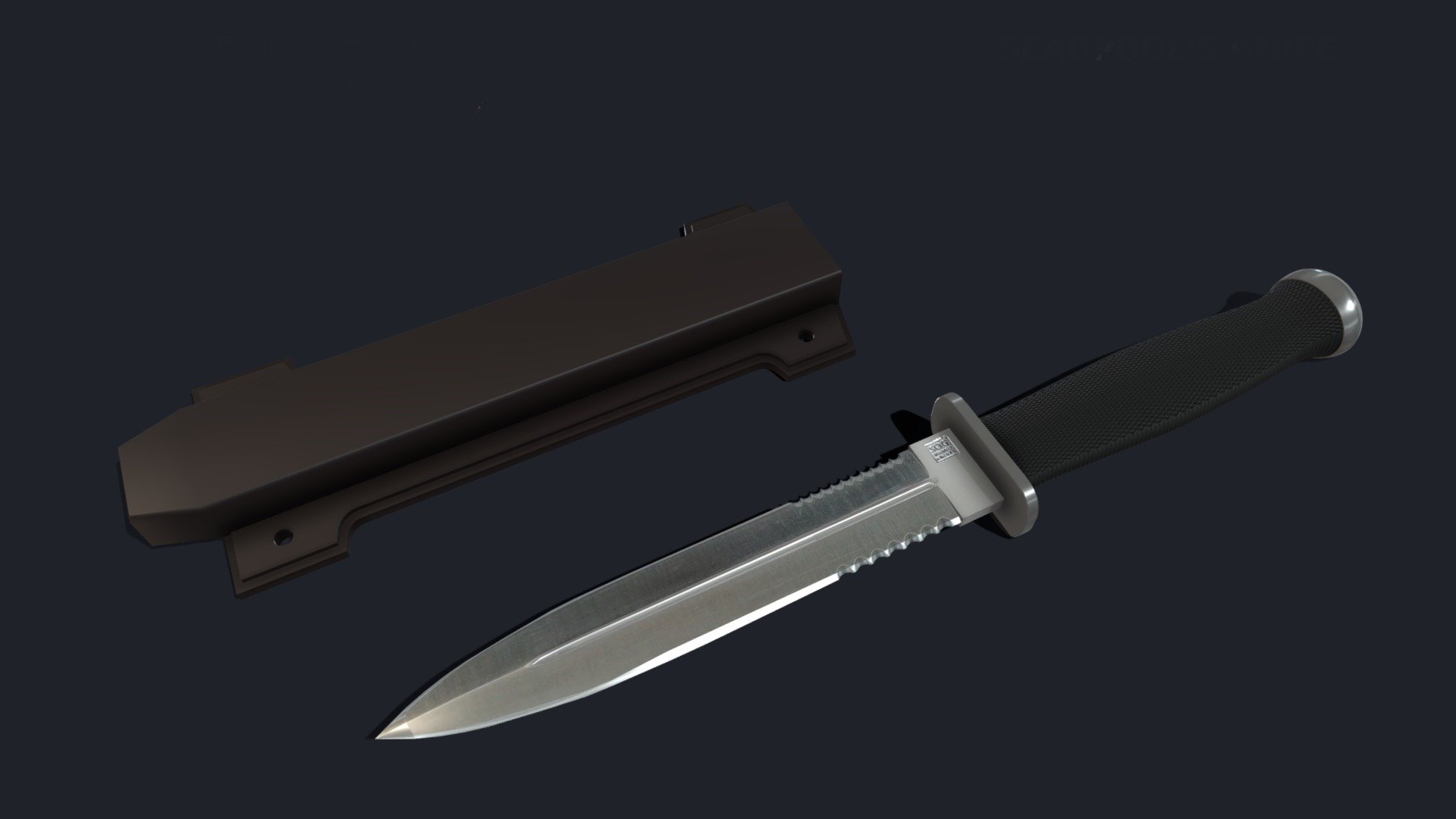 Deadpool Knife and Sheath (SOG Desert) - 3D model by paulelderdesign 3d model