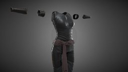 Female Ninja Outfit 1 time, cloth, soldier, apocalyptic, ninja, fashion, post, clothes, apocalypse, survivor, woman, real, men, outfit, character, pbr, female, stylized, fantasy, clothing
