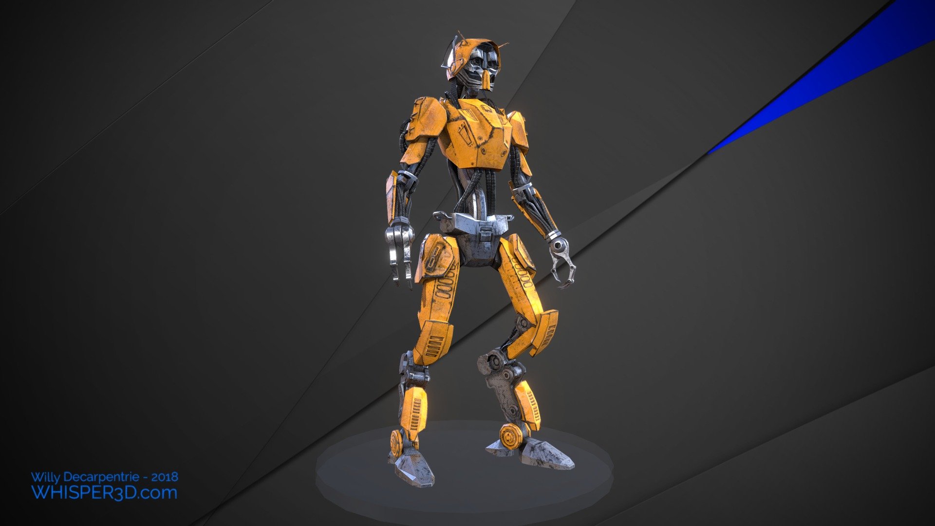 Basic biped mech, yellow solid color.
Less than 17k tris

See the Vehicle here
https://skfb.ly/L9Vz - Biped robot - Download Free 3D model by Willy Decarpentrie (@skudgee) 3d model