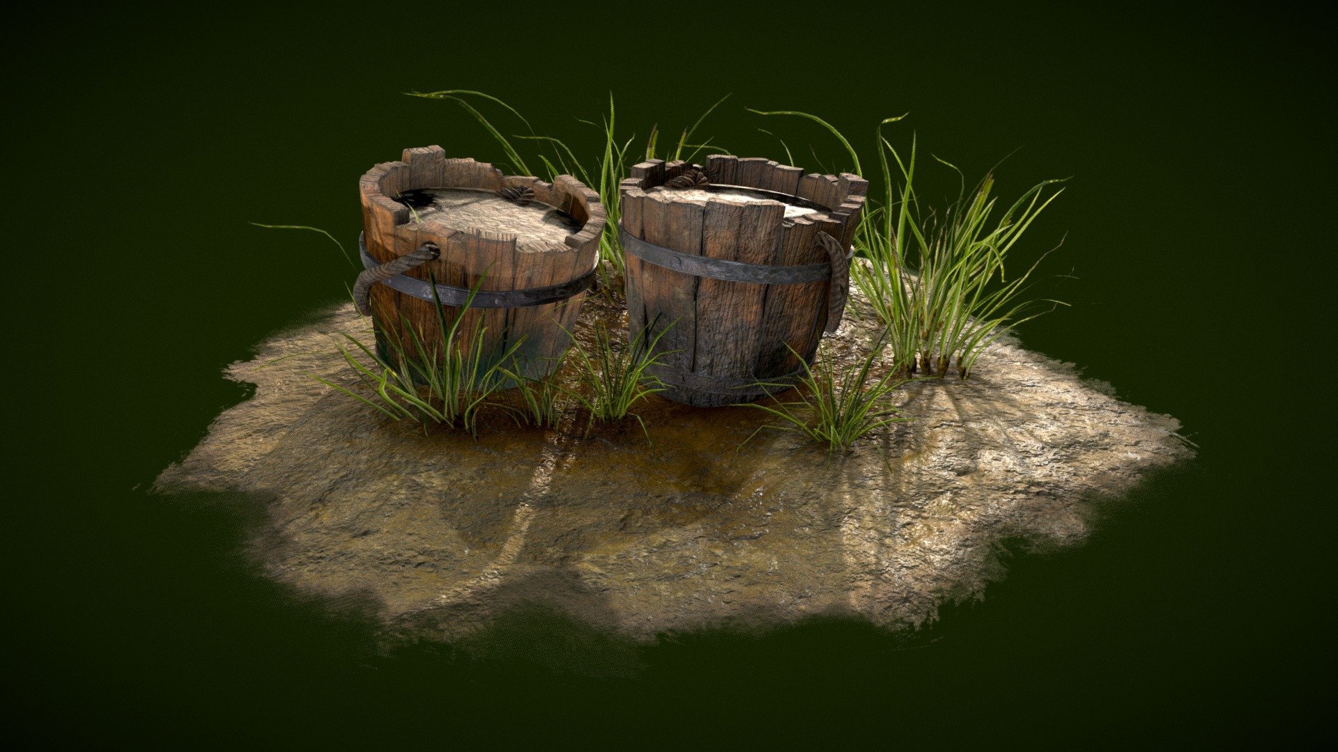Mud Buckets with pbr texture workflow 13Particles 3d model