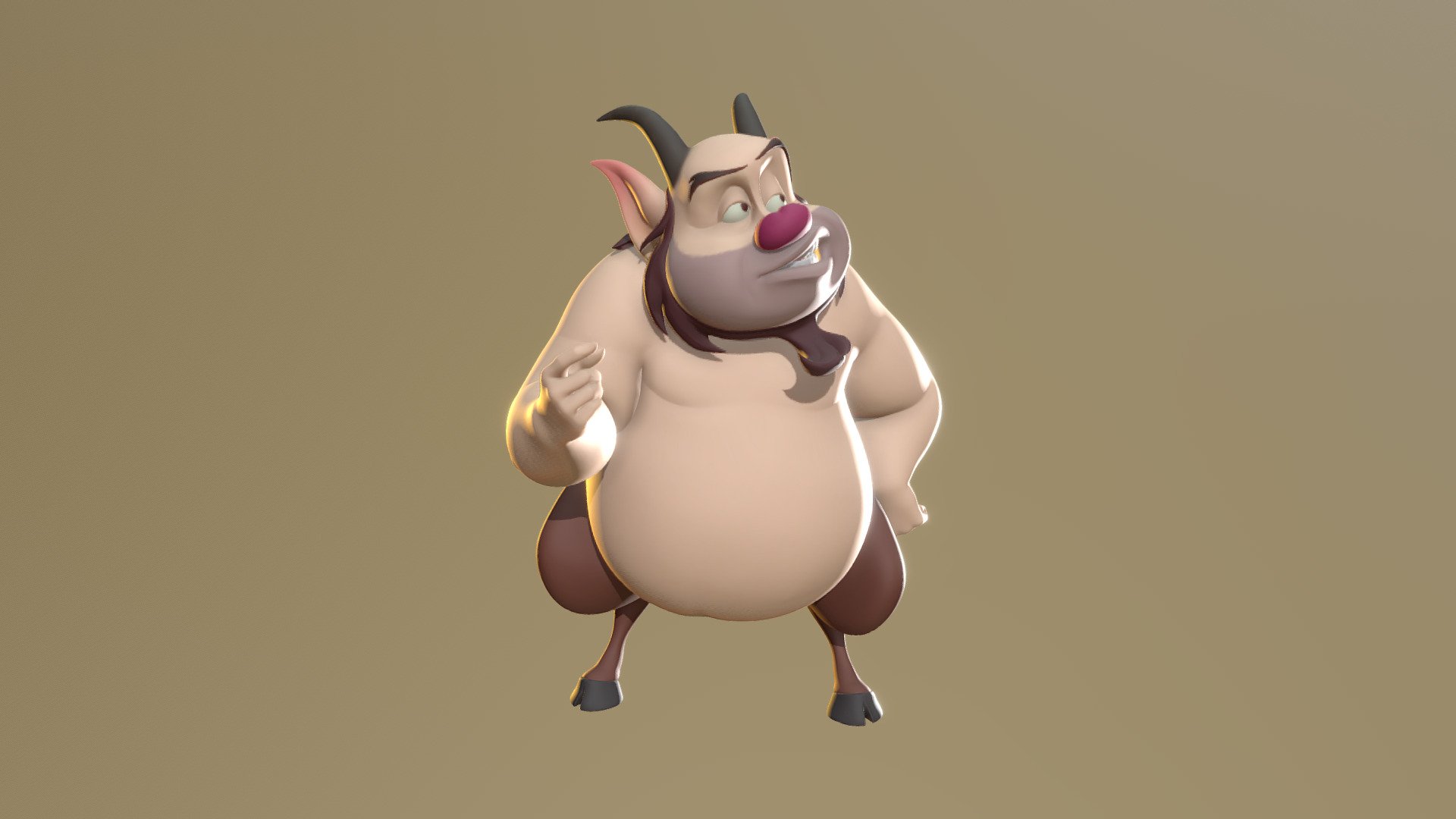 Sculpt of Phil the satyr from Disney's Hercules movie for printing purposes.
No UVs or textures, color where done with vertex paint.
Added a FBX file with a base for better stand 3d model