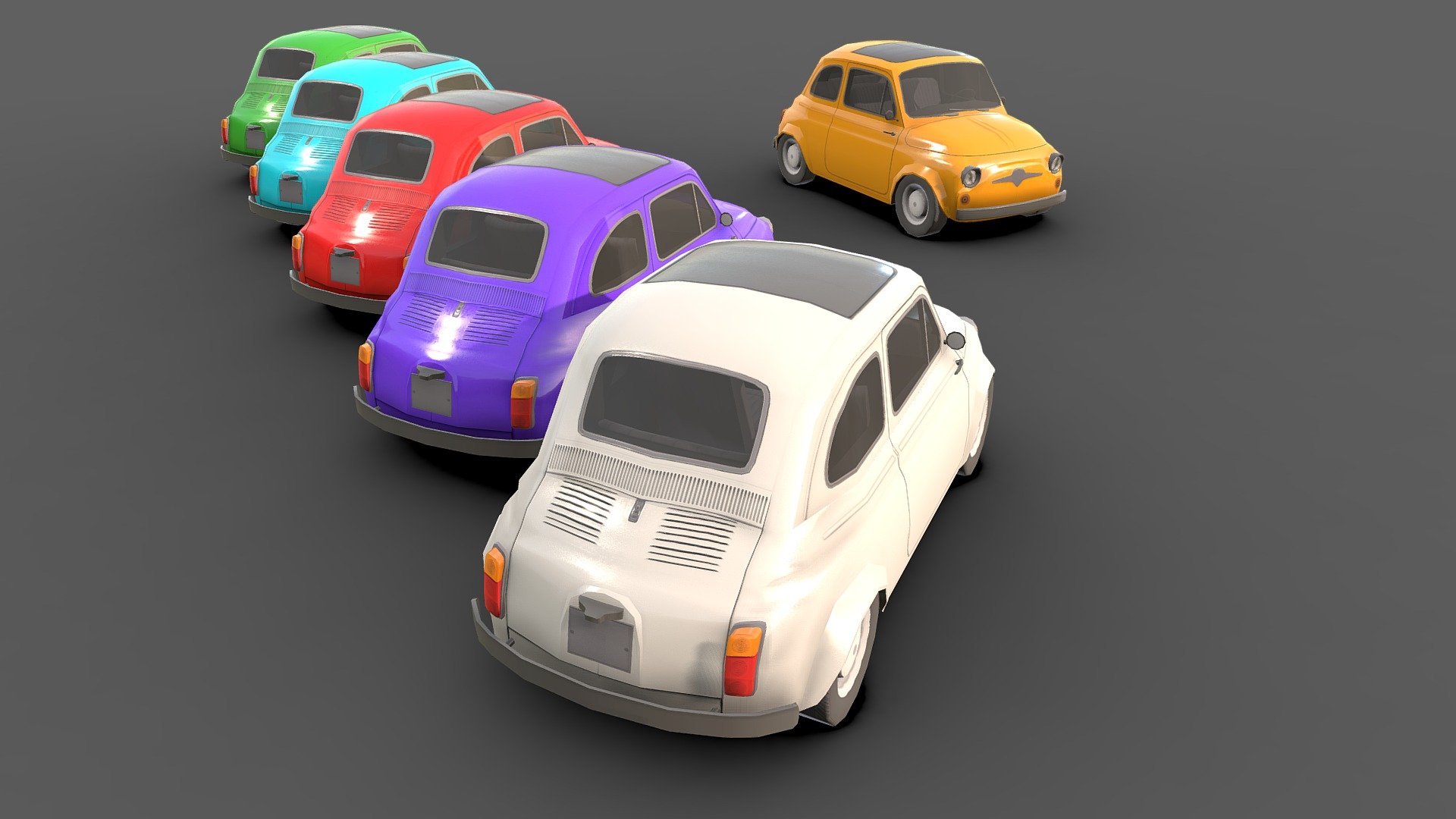 Classic Car # 8 .

You can use these models in any game and project.

This model is made with order and precision.

Separated parts (bodys . wheels . Steer ).

This car has 6 different colors.

Very Low- Poly.

The interior of this car is very low poly.

Average poly count: 5,000 tris.

Texture size: 2048 / 1024 / 512 (PNG).

It has a UV map texture.

Number of textures: 3.

Number of materials: 4.

Format: Fbx / Obj / 3DMax .

The original files are in the Additional file .

Wait for my new models.. Your friend (Sidra) 3d model