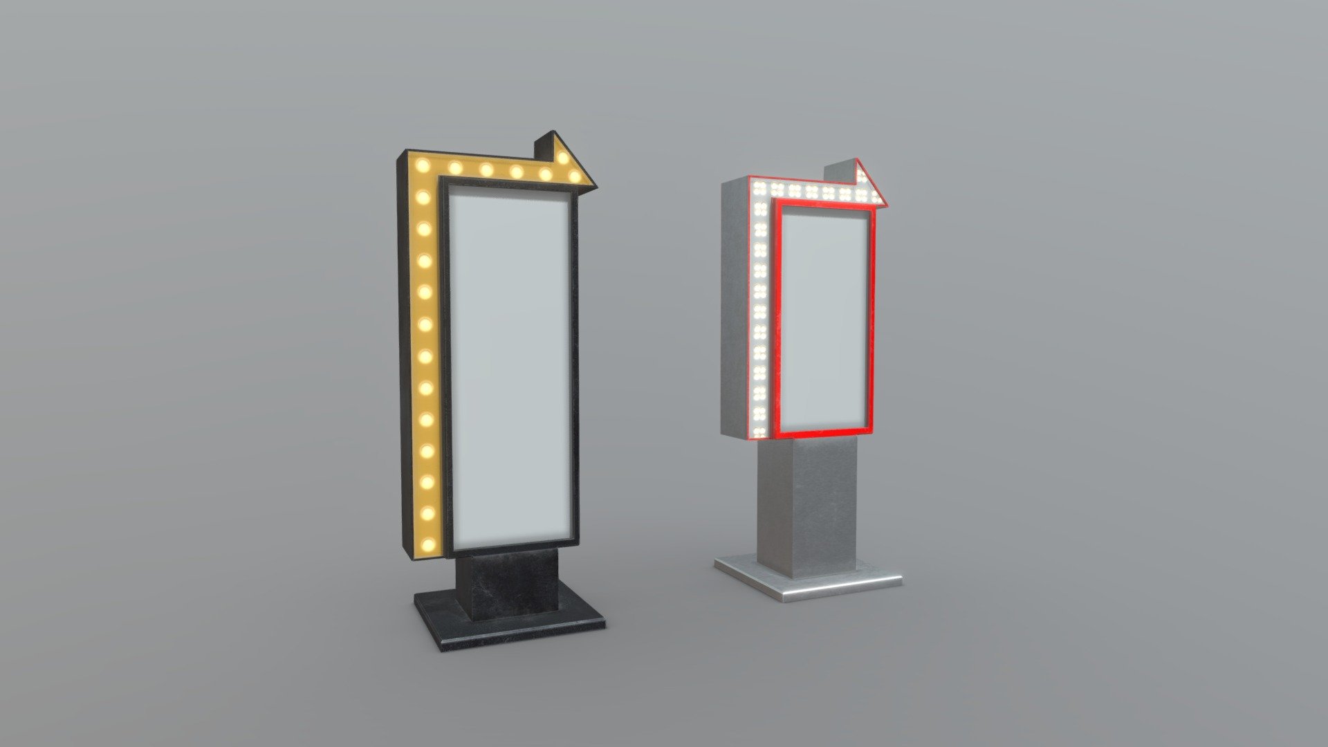 Advertisement board with LED lighting. Modeld in 3D Max and textured in Substance Painter 3d model
