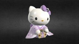 3D Scanned Hello Kitty in Kimono Figure 3dprintable, 3dscanning, 3dscanned, creaform, kimono, hellokitty, piggybank, hello-kitty, piggy-bank, peel3d, 3dscan, japanese