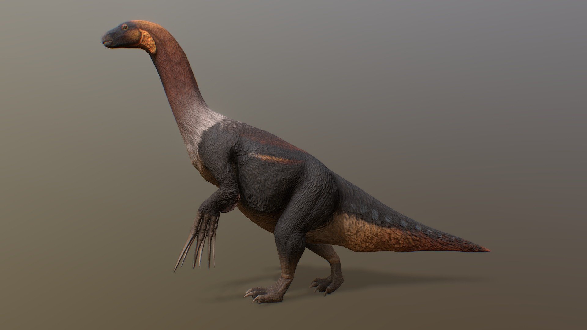 Rigged Therizinosaurus model. There was a walk animation but sketchfab had trouble processing it.
This rig is only compatible with Blender

how to use/ help with problems: https://docs.google.com/document/d/1pAuzCChZEtseL4V-lF4oACmg1PvQQ3QQmjAJRwh_Nss/edit?usp=sharing

If any other help is needed you can dm me about it on twitter: https://twitter.com/cafnir

If you want to support me in making more models donations are appreciated: https://ko-fi.com/cafnir - Therizinosaurus - Buy Royalty Free 3D model by cafnir 3d model