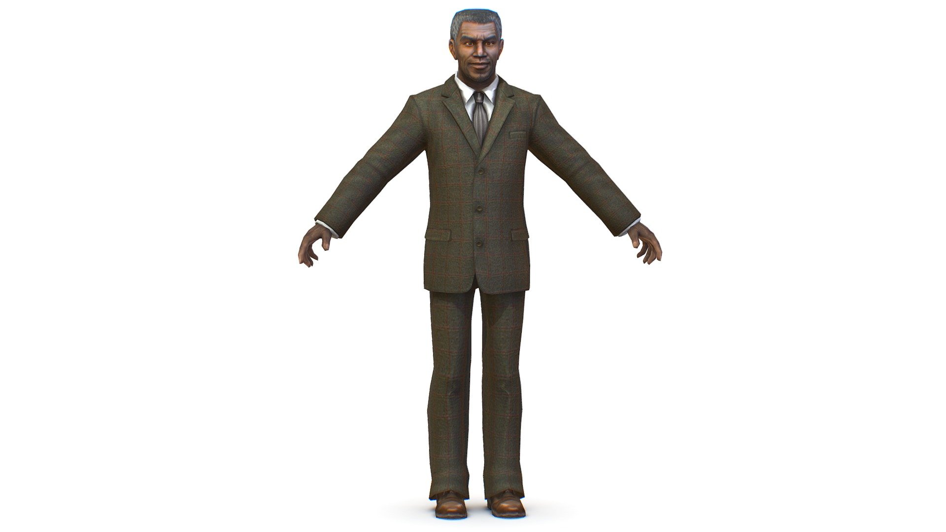 African-American Man in a Suit - 3dsMax file included/ texture 512 color only, head and body 3d model