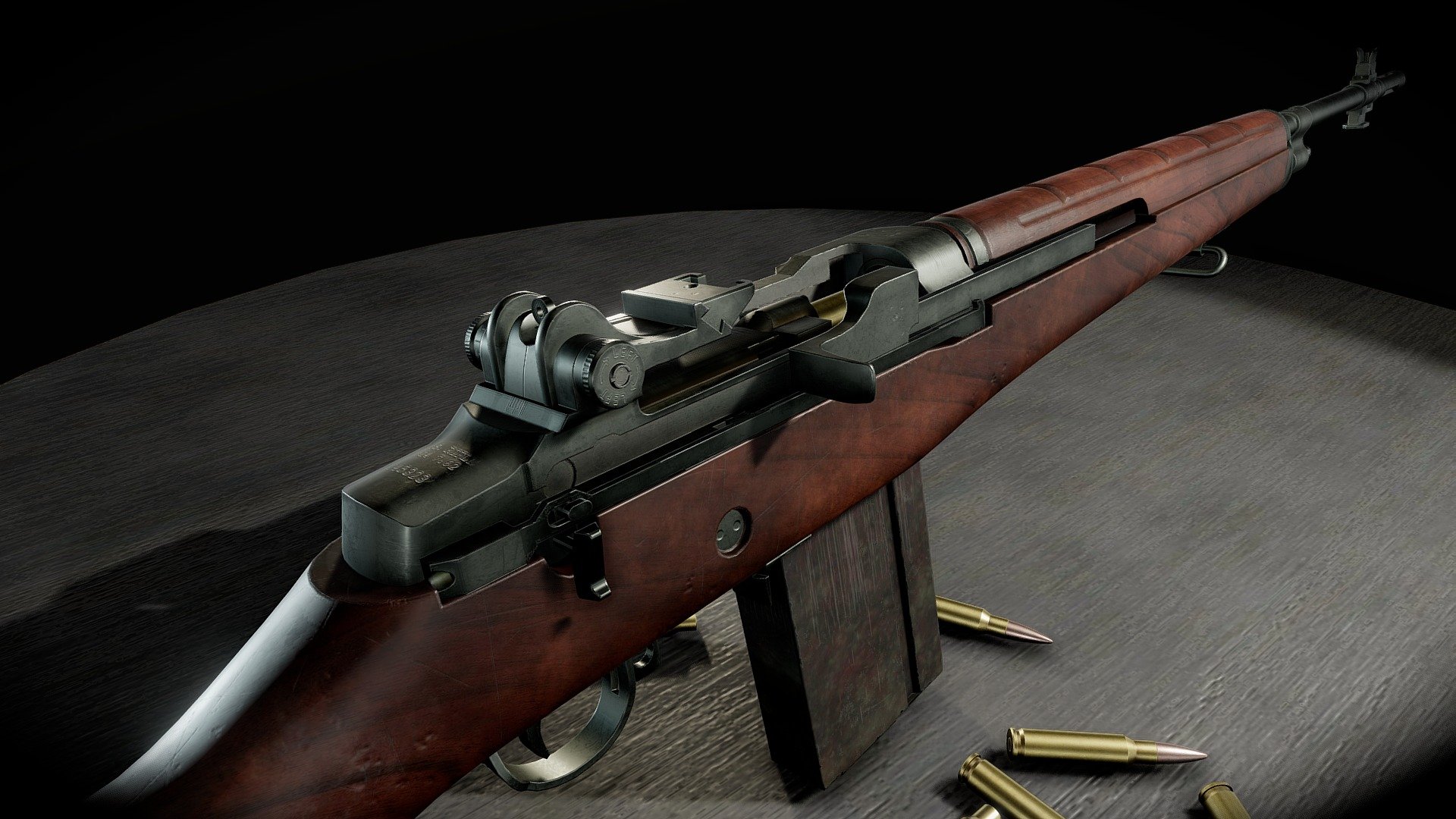 This is an M14 Battle Rifle. This weapon fires a 7.62x55m cartridge in semi and full auto. A cold war weapon designed for a world coming out of the second world war. The battle rifle was not a concept that had long for this world as a standard issue infantry weapon. 

This weapon is game ready and has PBR materials. The model is real-world scale and all moving parts are fully articulated. 
It comes with 7.62x51mm ammo, both live and spent 3d model