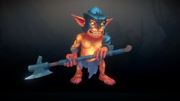 Stylized Fantasy Gremlin Warrior rpg, warrior, small, mmo, gremlin, rts, brutal, fbx, moba, weapon, character, handpainted, lowpoly, axe, creature, animation, stylized, fantasy, gameready