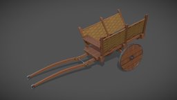 Wagon_34 vehicule, prop, transport, medieval, wagon, cart, rustic, travel, axle, carriage, horse, fantasy