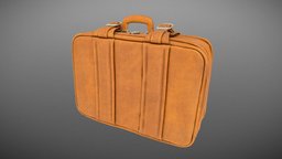 Vintage leather suitcase old case luggage leather, 3d-scan, case, vintage, retro, brown, suitcase, realistic, old, 50s, briefcase, luggage, scratched, 40s, isolated, 30s, handpainted, scan, gameasset, skin