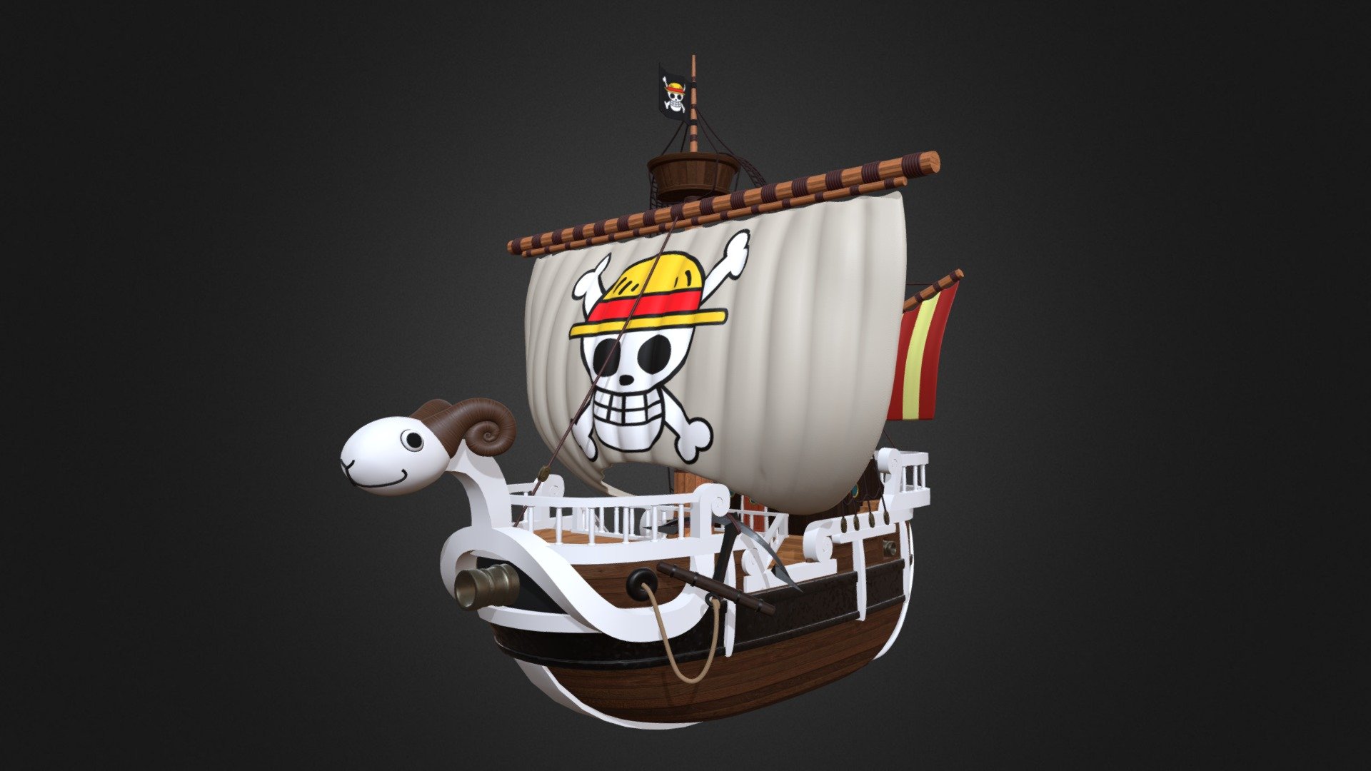 Just a replica of the first ship of the Straw Hat Pirates from One Piece! 

I've made plenty of One Piece illustrations throughout the years, but never a 3D piece, that's why I wanted my first One Piece model to be something cool! 
And so, I decided to do the Going Merry, the first ship and a very important character in the series.
Hope you like it!

(Just in case, here's a reference from the anime!) - One Piece Going Merry - 3D model by thedigitaltakoyaki 3d model