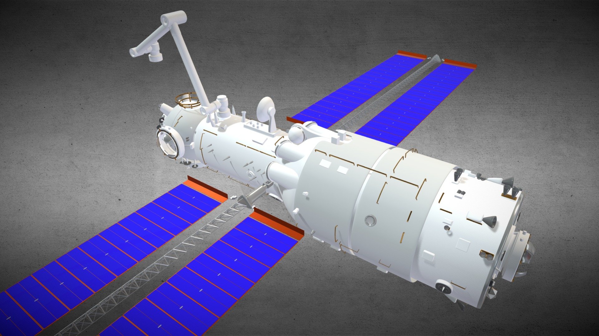 Tianhe (Chinese: 天和; pinyin: Tiānhé; lit. &lsquo;Harmony of the Heavens'),officially the Tianhe core module (Chinese: 天和核心舱), is the first module to launch of the Tiangong space station. It was launched into orbit on 29 April 2021,as the first launch of the final phase of Tiangong program, part of the China Manned Space Program (Project 921).

Tianhe follows the earlier projects Salyut, Skylab, Mir, International Space Station, Tiangong-1 and Tiangong-2 space stations. It is the first module of a third-generation Chinese modular space station. Other examples of modular station projects include the Soviet/Russian Mir and the International Space Station. Operations will be controlled from the Beijing Aerospace Flight Control Center.

In 2018, a fullscale mockup of Tianhe was publicly presented at China International Aviation &amp; Aerospace Exhibition in Zhuhai. In October 2020, China selected 18 new astronauts ahead of the space station construction to participate in the country's space station project 3d model