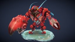 Kani sealife, lobster, character, lowpoly, hand-painted, creature