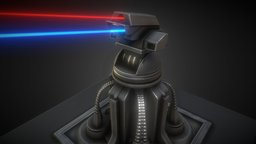 Futuristic Laser Gun Tower machine, 3d-coat, blender3d, scifi, futuristic, animation, animated