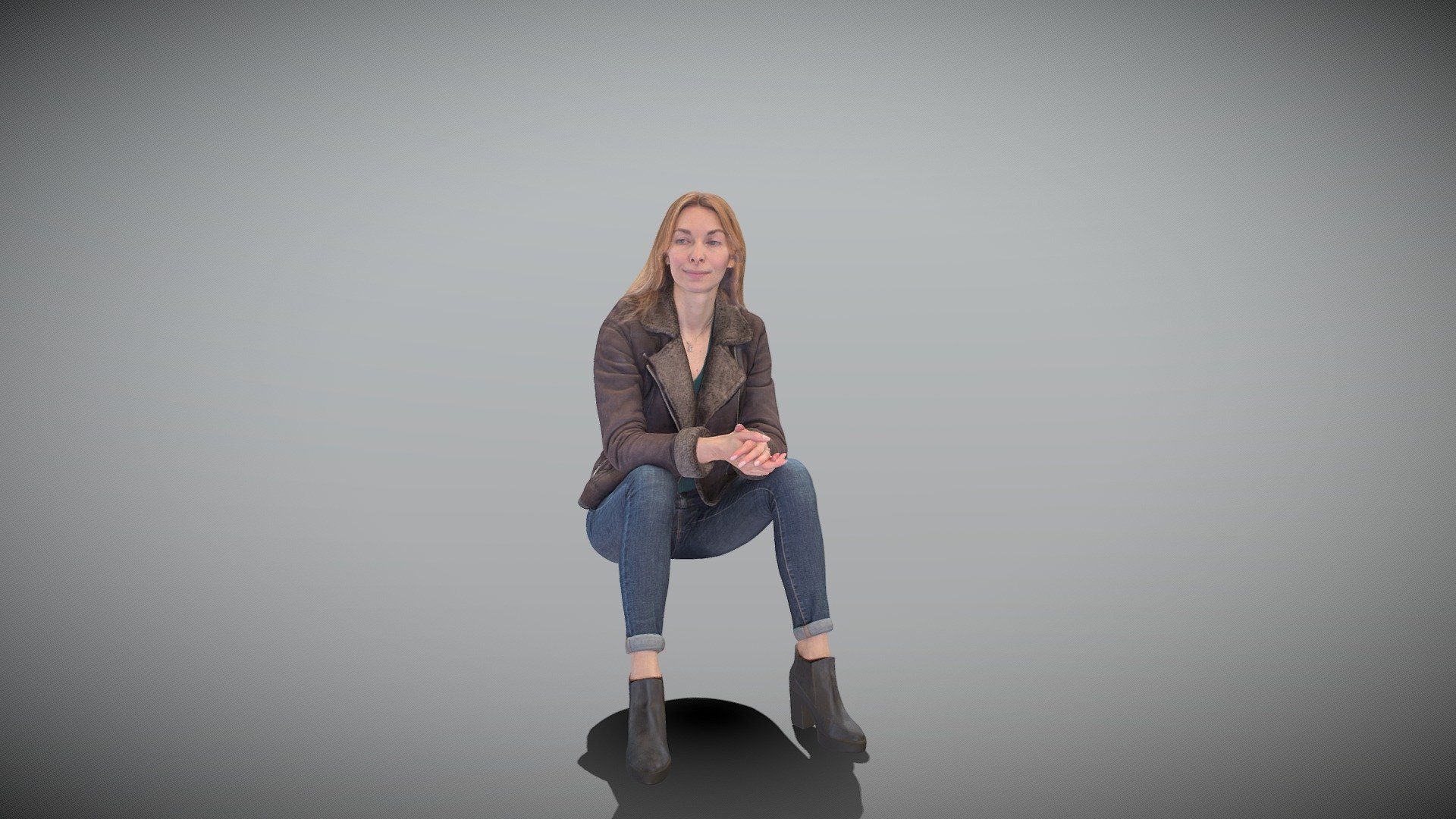 This is a true human size and detailed model of a beautiful young woman of Caucasian appearance dressed in casual style. The model is captured in casual pose to be perfectly matching for various architectural, product visualization as a background character within urban installations, city designs, outdoor design presentations, VR/AR content, etc.

Technical specifications:


digital double 3d scan model
150k &amp; 30k triangles | double triangulated
high-poly model (.ztl tool with 5 subdivisions) clean and retopologized automatically via ZRemesher
sufficiently clean
PBR textures 8K resolution: Diffuse, Normal, Specular maps
non-overlapping UV map
no extra plugins are required for this model

Download package includes a Cinema 4D project file with Redshift shader, OBJ, FBX, STL files, which are applicable for 3ds Max, Maya, Unreal Engine, Unity, Blender, etc. All the textures you will find in the “Tex” folder, included into the main archive.

3D EVERYTHING

Stand with Ukraine! - Cute woman in street style sitting 384 - Buy Royalty Free 3D model by deep3dstudio 3d model