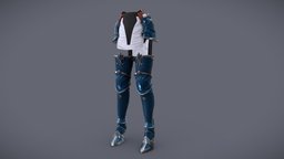 Female Fantasy Warrior Armour Bottom steampunk, armour, full, cloth, high, heel, medieval, leg, bottom, guard, boots, thigh, metal, wear, spurs, loin, character, game, pbr, low, poly, female, fantasy