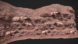 Red Desert Cliff Rock Module PBR Scan spain, red, orange, flat, desert, ground, long, big, huge, cliff, large, realisic, realisim, photoscan, photogrammetry, 3d, blender, pbr, model, scan, stone, rock, modular