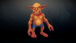Stylized Fantasy Gremlin rpg, warrior, fighter, small, mmo, gremlin, rts, brutal, fbx, moba, unarmed, weapon, character, handpainted, lowpoly, creature, animation, stylized, fantasy, gameready